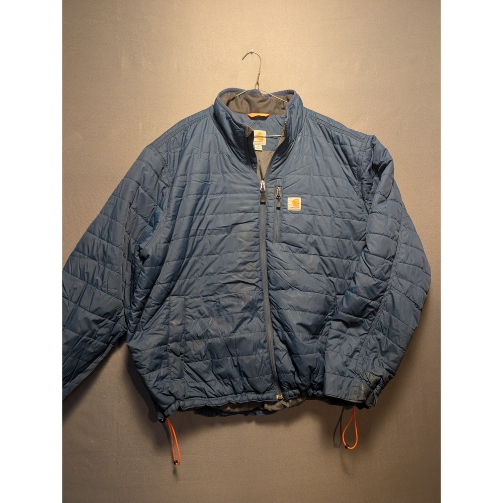 Carhartt Gilliam Rain Defender Jacket Mens 2XL Blue Full Zip Mock Neck Quilted